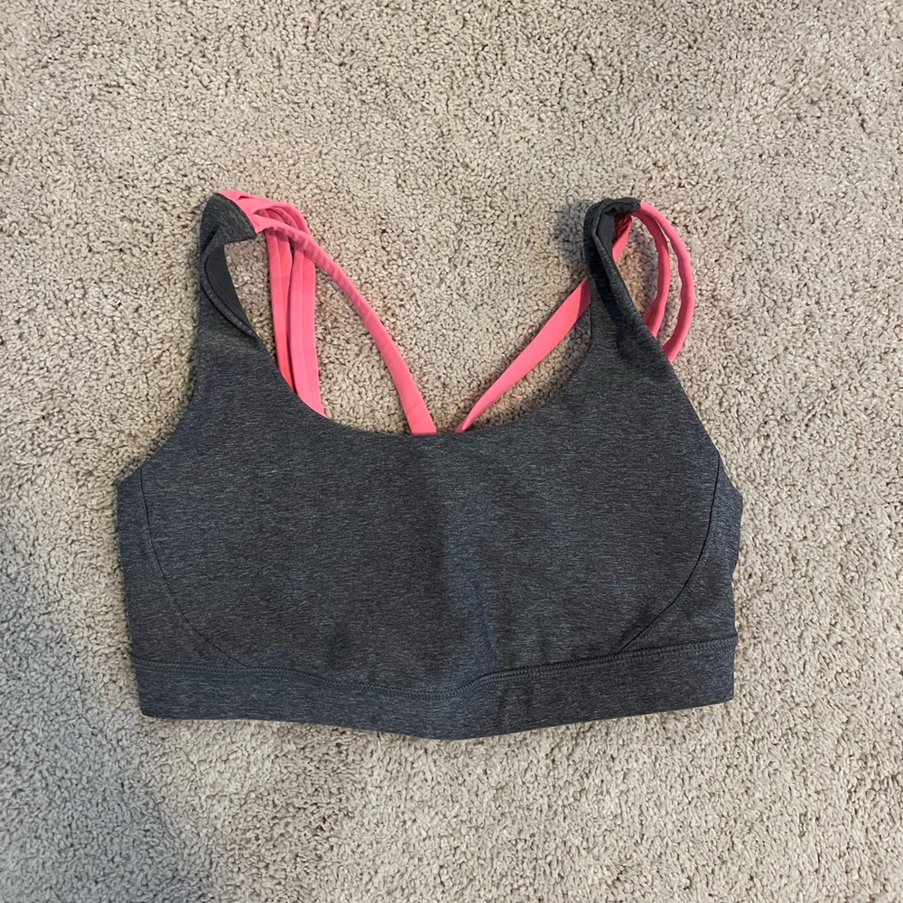 Grey and pink Lululemon sports bra